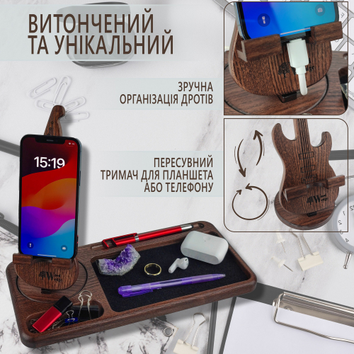 Підставка для телефону, настільний органайзер з дерева